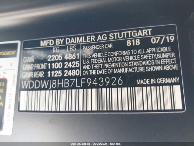 WDDWJ8HB7LF943926 Mercedes-Benz Amg C 63 S