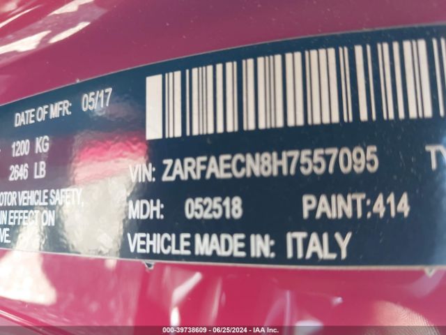 ZARFAECN8H7557095 Alfa Romeo Giulia Ti Rwd
