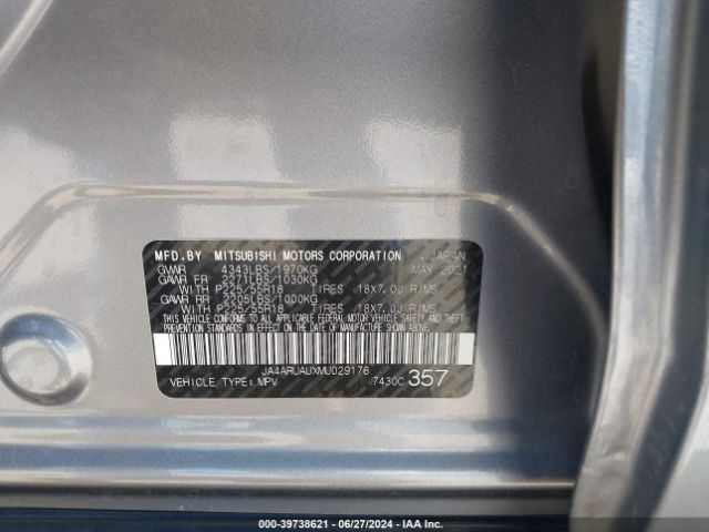 JA4ARUAUXMU029176 Mitsubishi Outlander Sport 2.0 Be Awc/2.0 Es Awc/2.0 Le Awc/2.0 Se Awc