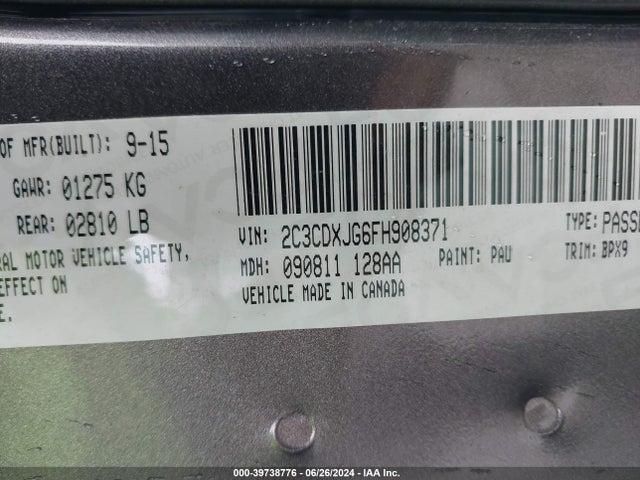 Dodge Charger Sxt 2015 2C3CDXJG6FH908371 Image 9