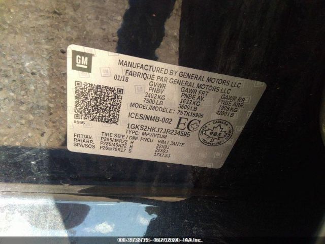 1GKS2HKJ7JR234595 GMC YUKON XL DENALI