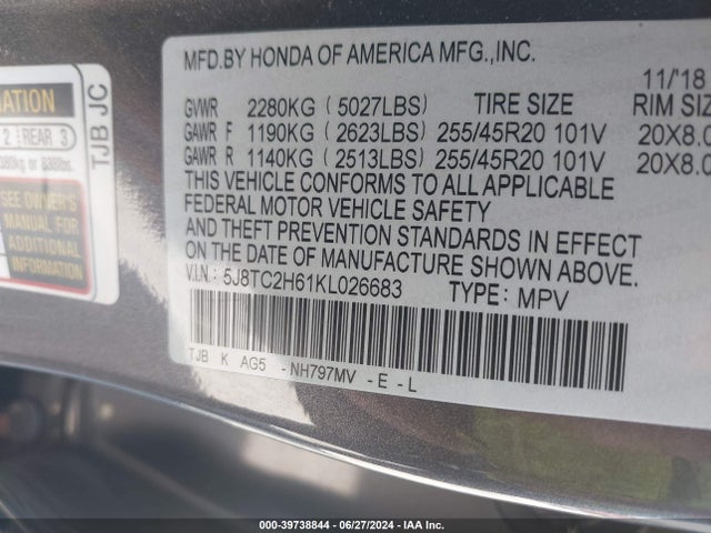 Acura Rdx A-spec Package 2019 5J8TC2H61KL026683 Image 9