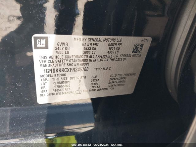 1GNSKKKCXFR245700 Chevrolet Suburban 1500 Ltz