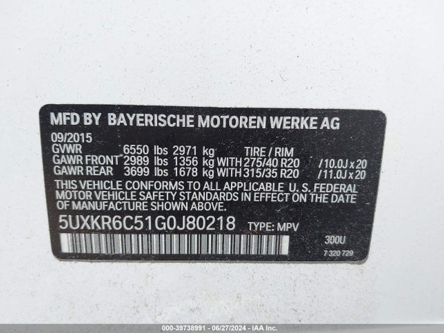 5UXKR6C51G0J80218 BMW X5 Xdrive50i