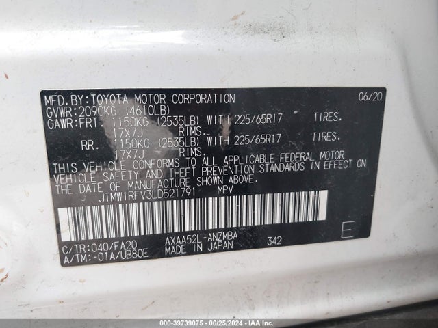 Toyota Rav4 Xle 2020 JTMW1RFV3LD521791 Image 9