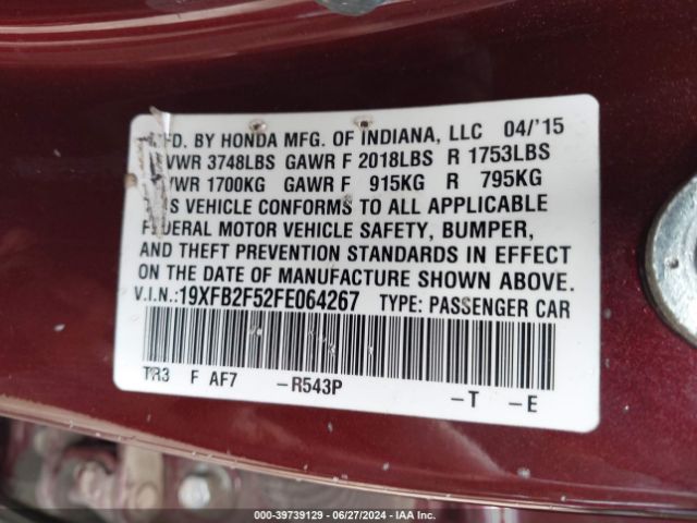 19XFB2F52FE064267 Honda Civic Lx