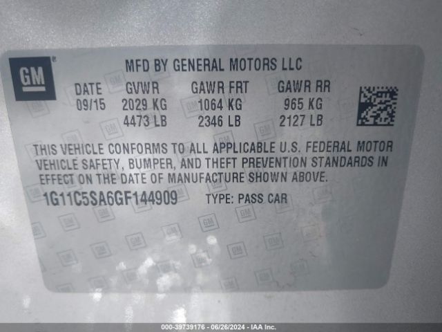 1G11C5SA6GF144909 Chevrolet Malibu Limited Lt