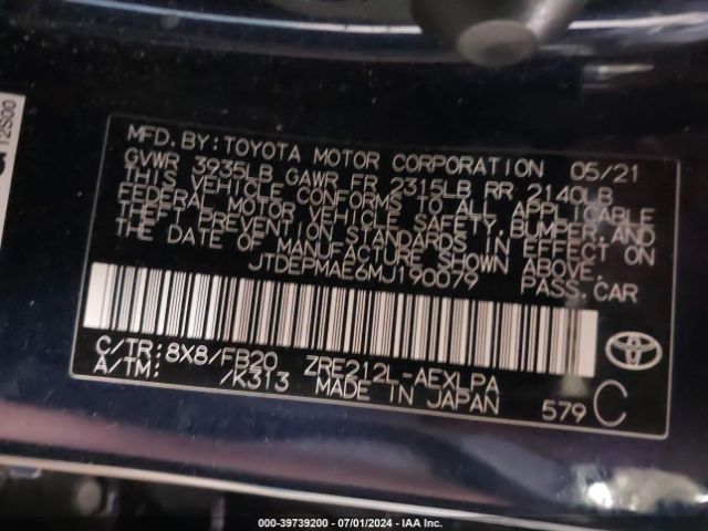 2021 TOYOTA COROLLA JTDEPMAE6MJ190079 Photo 8