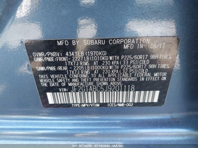 JF2GTABC5J9201118 Subaru Crosstrek 2.0i Premium