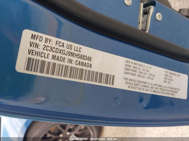 2C3CDXGJ9MH588348 Dodge Charger Scat Pack Rwd