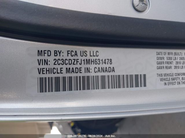 2C3CDZFJ1MH631478 Dodge Challenger R/t Scat Pack