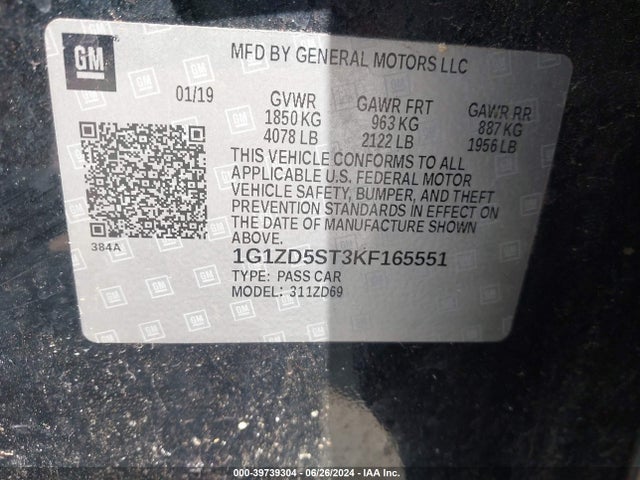 Chevrolet MALIBU LT 2019 1G1ZD5ST3KF165551 Image 9