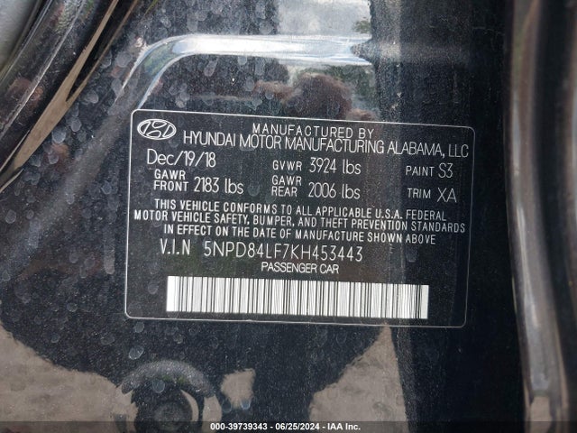 Hyundai ELANTRA SEL 2019 5NPD84LF7KH453443 Image 9