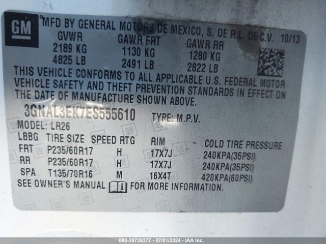 Chevrolet Captiva Sport Lt 2014 3GNAL3EK7ES555610 Image 9