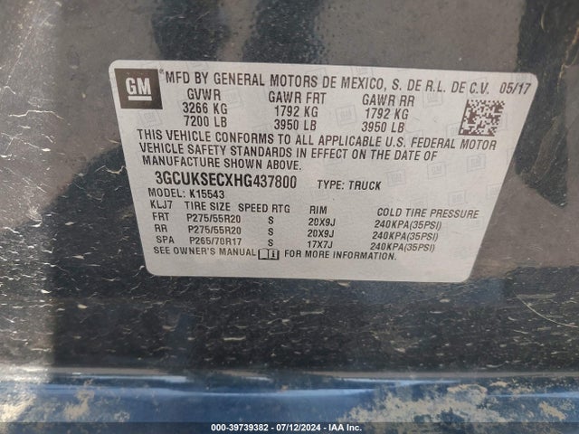 Chevrolet Silverado 1500 2lz 2017 3GCUKSECXHG437800 Image 9