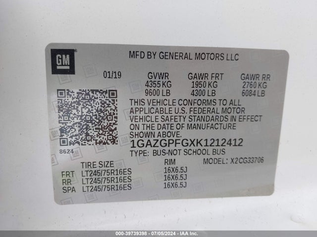 Chevrolet Express 3500 Lt 2019 1GAZGPFGXK1212412 Image 9