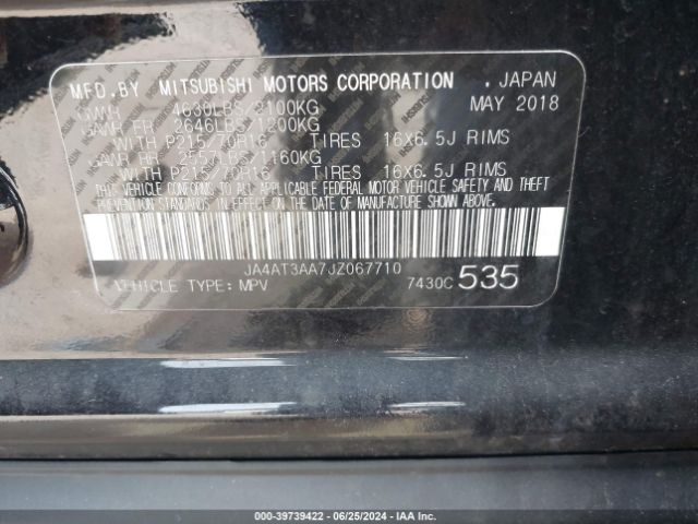 JA4AT3AA7JZ067710 Mitsubishi Eclipse Cross Es