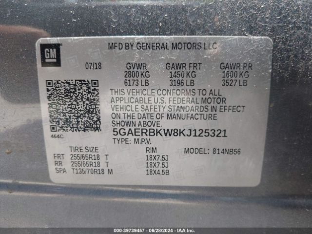 5GAERBKW8KJ125321 Buick Enclave Fwd Essence