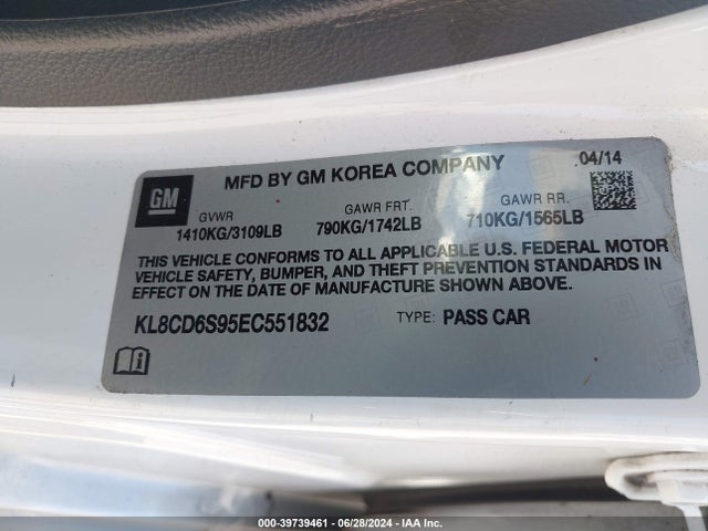 Chevrolet Spark 1lt Auto 2014 KL8CD6S95EC551832 Image 9