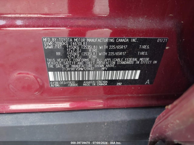 Toyota RAV4 LE 2021 2T3H1RFV5MW129487 Image 9