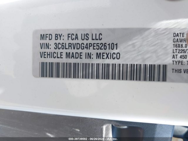 3C6LRVDG4PE526101 RAM Promaster 2500 High Roof 159 Wb