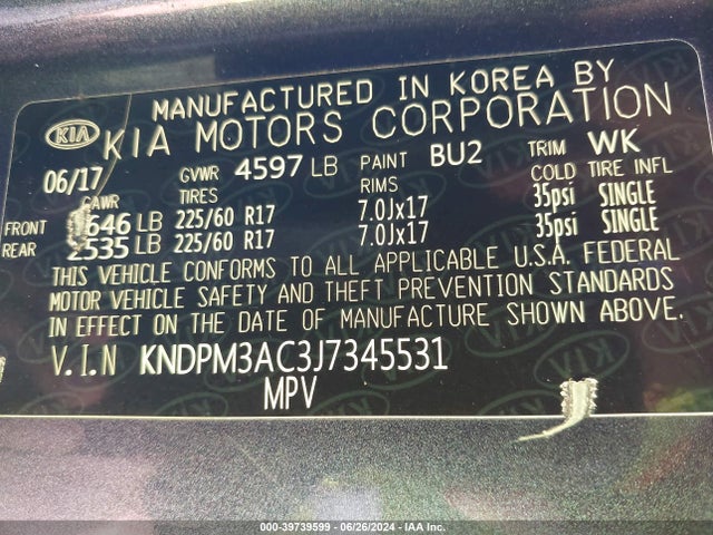 KIA Sportage Lx 2018 KNDPM3AC3J7345531 Image 9