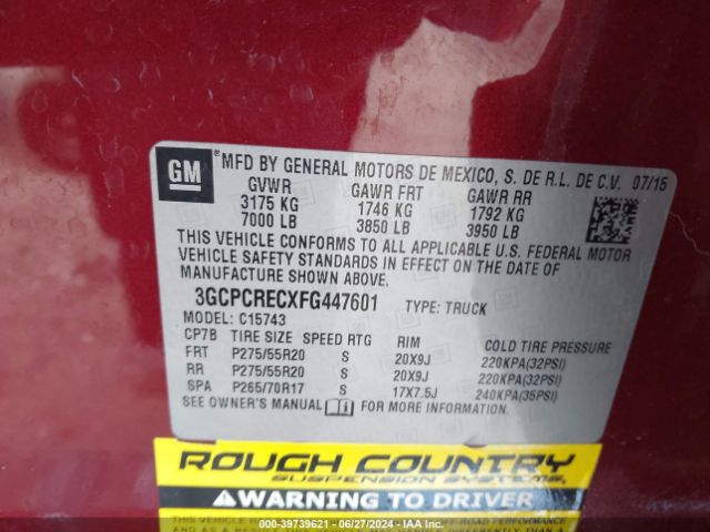 3GCPCRECXFG447601 Chevrolet Silverado 1500 1lt