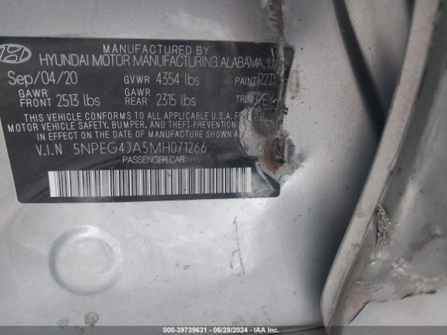 5NPEG4JA5MH071266 Hyundai SONATA SE