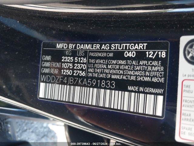 WDDZF4JB7KA591833 Mercedes-Benz E 300