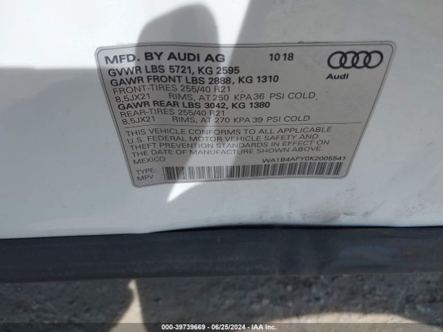 WA1B4AFY0K2005541 Audi Sq5 3.0t Premium