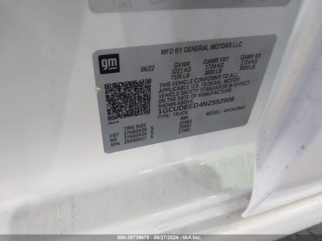1GCUDEED4NZ552909 Chevrolet Silverado 1500 4wd  Short Bed Rst