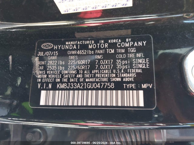 Hyundai Tucson Eco 2016 KM8J33A21GU047758 Image 9