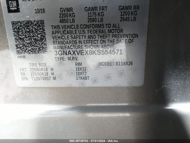 3GNAXVEX8KS554571 Chevrolet EQUINOX LT