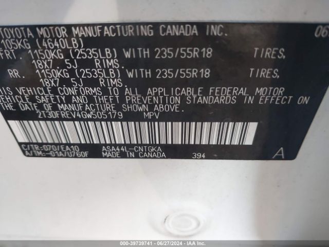2T3DFREV4GW505179 Toyota Rav4 Limited