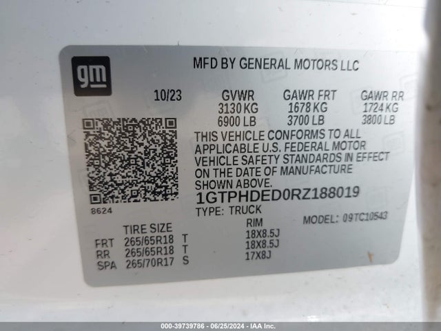 GMC Sierra 1500 Slt 2024 1GTPHDED0RZ188019 Image 9