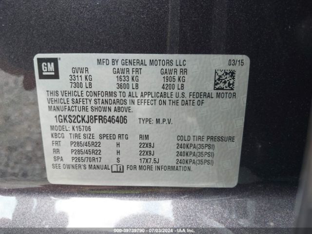 1GKS2CKJ8FR646406 GMC YUKON DENALI
