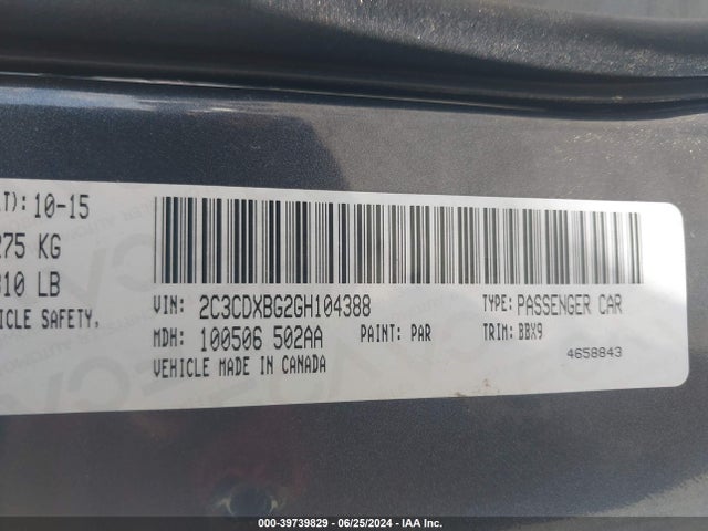 Dodge Charger Se 2016 2C3CDXBG2GH104388 Image 9