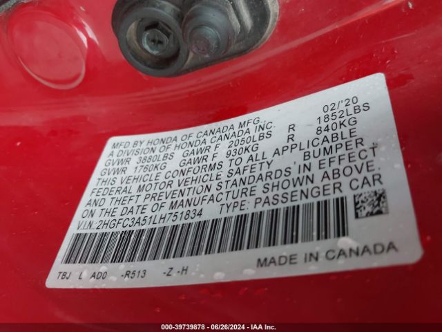 2020 HONDA CIVIC SI 2HGFC3A51LH751834 Photo 8