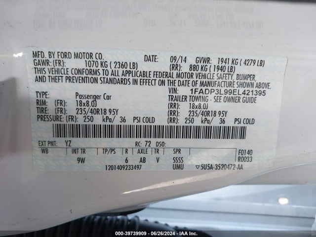 Ford FOCUS ST 2014 1FADP3L99EL421395 Image 9