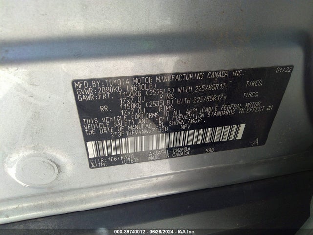 Toyota Rav4 Xle 2022 2T3P1RFV4NW271360 Image 9