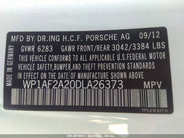 2013 PORSCHE CAYENNE WP1AF2A20DLA26373 Photo 8