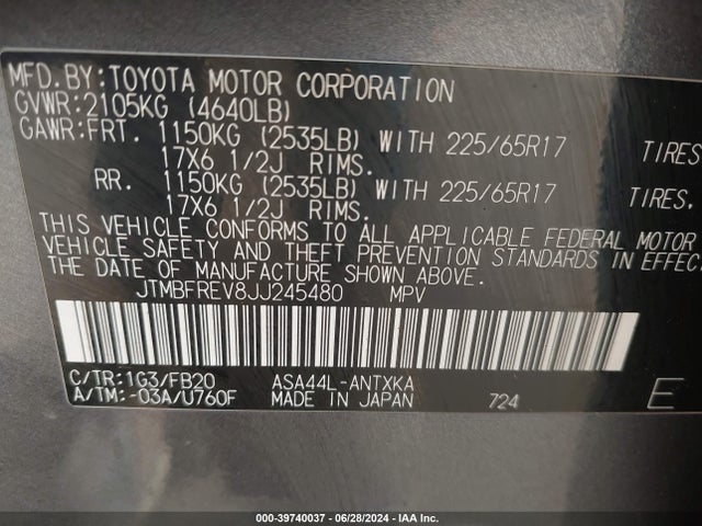 Toyota RAV4 LE 2018 JTMBFREV8JJ245480 Image 9
