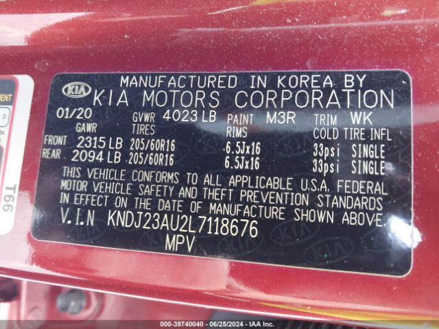 KNDJ23AU2L7118676 KIA SOUL LX