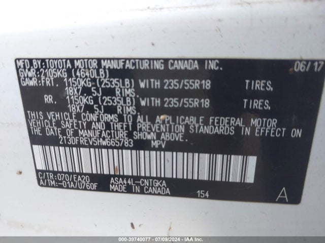 Toyota Rav4 Limited 2017 2T3DFREV5HW665783 Image 9