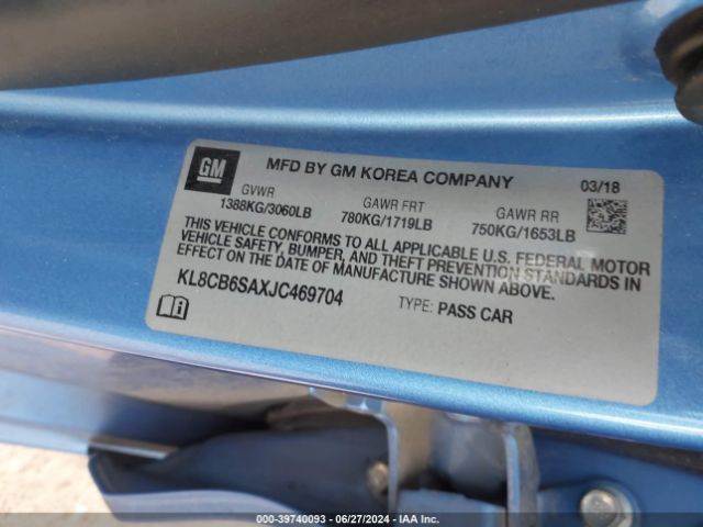 KL8CB6SAXJC469704 Chevrolet Spark Ls Cvt