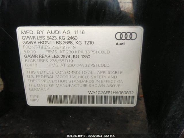 WA1C2AFP1HA080832 Audi Q5 2.0t Premium