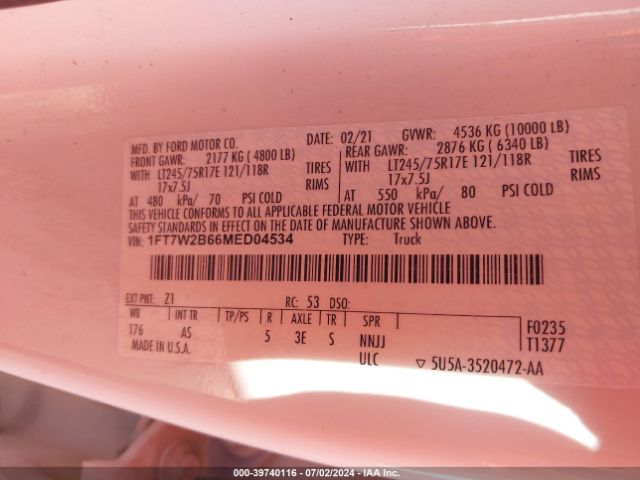 1FT7W2B66MED04534 Ford F-250 Xl