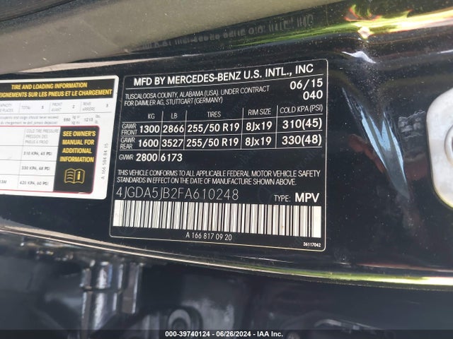 4JGDA5JB2FA610248 Mercedes-Benz ML 350