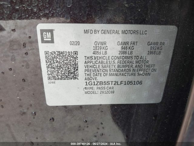 1G1ZB5ST2LF105106 Chevrolet Malibu Fwd Ls