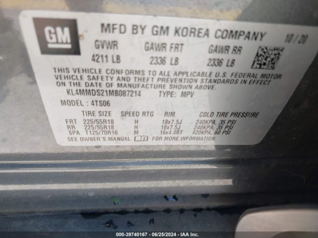 KL4MMDS21MB087214 Buick Encore Gx Fwd Select